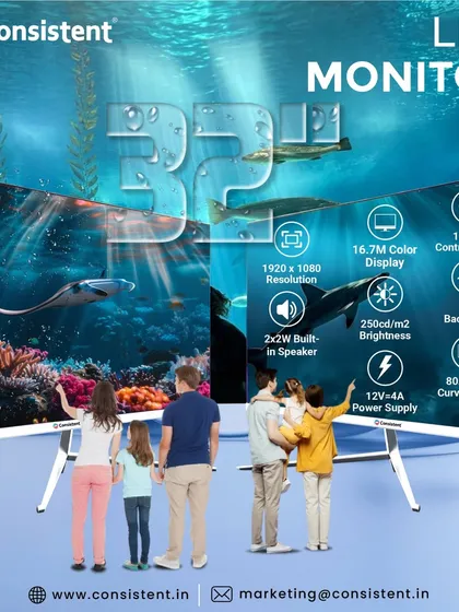 This 32-inch curved panel LED monitor creates an immersive experience for the whole family. It boasts a 1920x1080 resolution, 16.7 million color display, and 2x2W built-in speakers, perfect for movies and entertainment.
