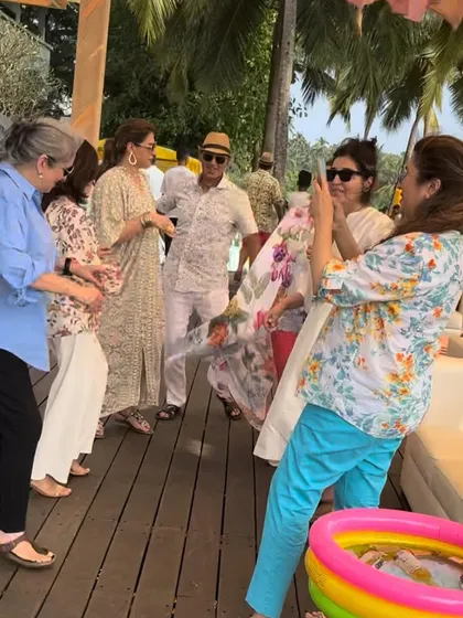 Guests enjoying the music and dancing at a daytime brunch party in Goa. It's all about creating a fun and relaxed atmosphere for everyone.