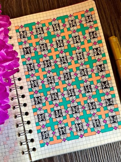 A different view of the teal and orange pattern. I love filling my notebooks with these designs.