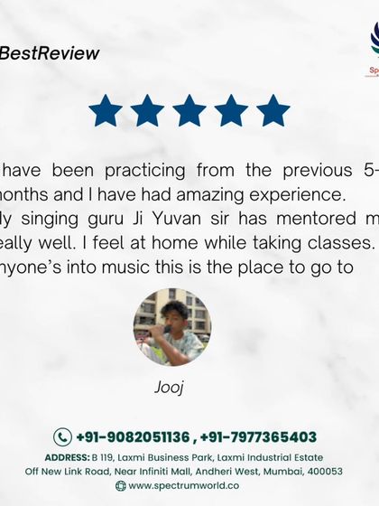 A five-star review from our student Jooj, who feels at home in our classes and recommends us to anyone interested in music. We are thrilled to be his chosen place for music.