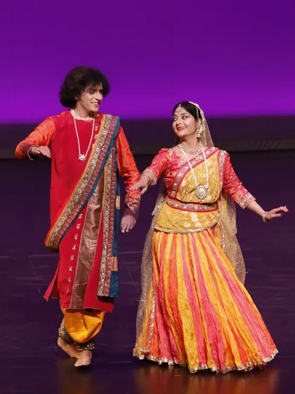 A glimpse from our 'Bahurang' show in Portland. Performing duets with Rajendra is always special. We share an energy on stage that allows us to play off each other's movements and expressions, creating a seamless artistic dialogue.