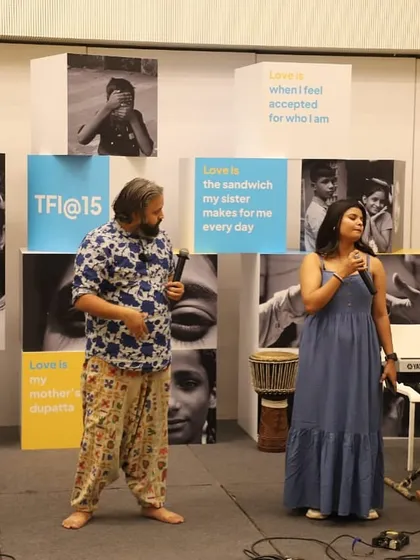 The Manzil Mystics band in full flow. We love collaborating with organizations that share our vision of creating change through education and the arts.