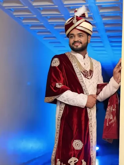 The groom looking sharp and ready for his entrance. The makeup is designed to look great both in person and on camera, under any lighting.