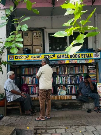 Another view of the bookstall, showing the vibrant, lived-in feel of the place.