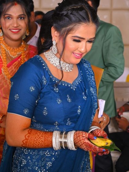 A candid moment from the ceremony. The makeup is designed to look beautiful not just in posed photos, but in every spontaneous moment of joy.