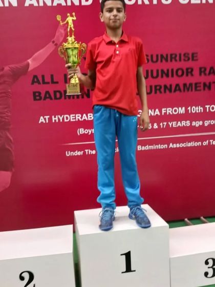 **All India Sub-Junior Gold.** Vedant Pahwa on the top of the podium after winning Gold in the U-15 Boys' Doubles at the All India Sub-Junior Ranking Tournament in Hyderabad.