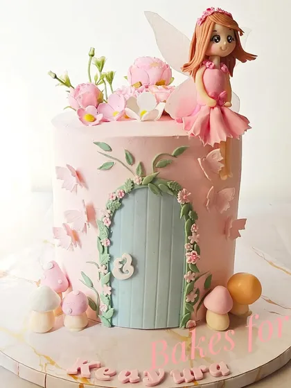 Bringing an AI-generated image to life with this magical fairy cake. The design features a delicate fairy, a whimsical door, and lots of floral details, just as the client envisioned.