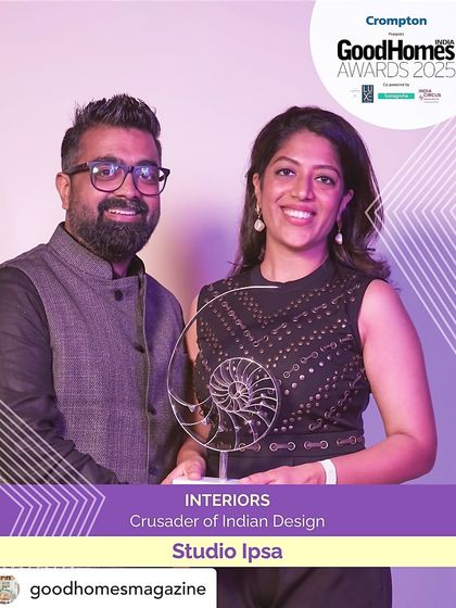 We were incredibly humbled and motivated to receive the "Crusader of Indian Design" award from GoodHomes Magazine. It is an honor to be recognized for our commitment to creating designs that are both contemporary and rooted in Indian craftsmanship.