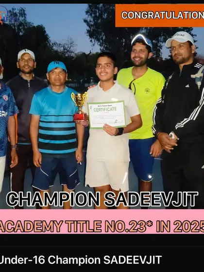Champion Sadeevjit, our Under-16 winner at the Ad in Tennis Open Tournament. He and his teammates represented the academy well, showcasing the strength of our advanced batch.