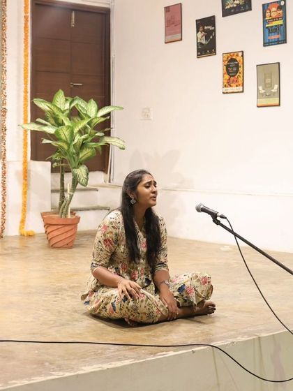 A vocalist performs at our Platform Performances event.
