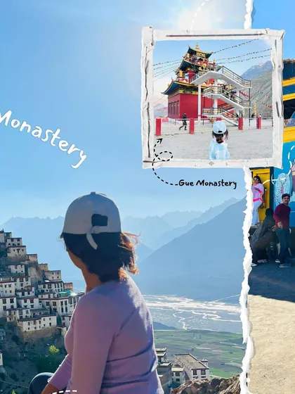 A creative collage showing the majestic Key Monastery and the colorful Gue Monastery. Both are essential stops that showcase the rich Buddhist heritage of the region.