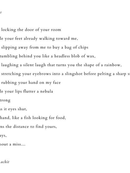 'shots'. A series of quick, intimate moments that capture the dynamics of a relationship.