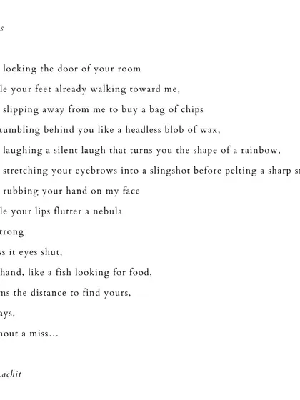 'shots'. A series of quick, intimate moments that capture the dynamics of a relationship.