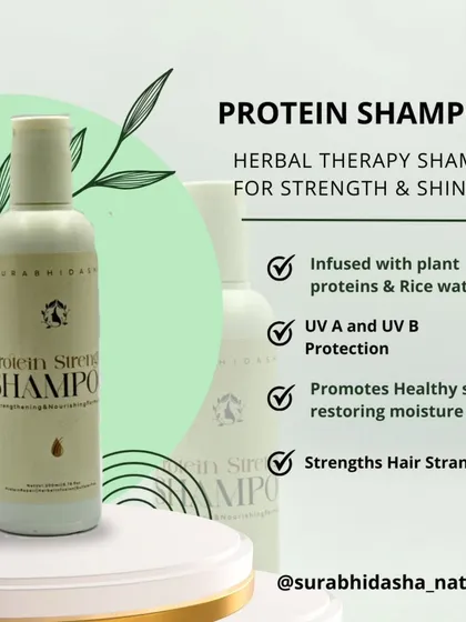 My Protein Shampoo is a herbal therapy for your hair. It's formulated with plant proteins and rice water to strengthen hair strands from within, protect against UV damage, and restore the scalp's moisture balance for natural shine.