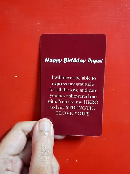 The back of the card is your space to get creative. For this birthday gift, we added a heartfelt message to make it an even more personal and sentimental gift for their papa.