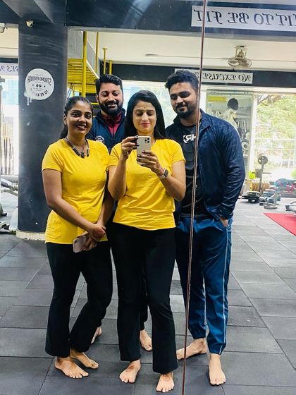 A mirror selfie capturing the team spirit.