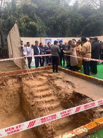 The bhoomi puja ceremony marks the auspicious start of a new project. Here, our team and clients gather at the site of the Shanti Niketan Club in Delhi, a moment of shared intention and excitement before the ground is broken and the creative journey begins.