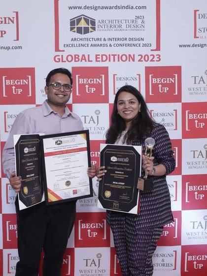 Holding our awards from the Architecture & Interior Design Excellence Awards. Moments like these are a testament to our team's passion and our clients' trust, and they inspire us to continue pushing the boundaries of design.