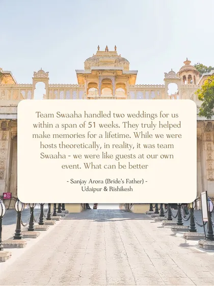"We were like guests at our own event." This testimonial from a client for whom I handled two weddings in 51 weeks perfectly encapsulates my goal for every celebration.