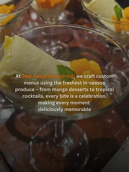 A glass of creamy mango dessert, highlighting our use of fresh, in-season fruits.