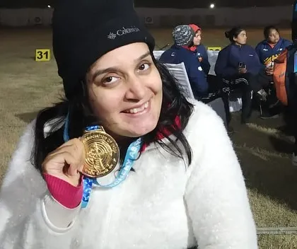 The moment of victory. We celebrate our para-archer Shriya Joshi proudly displaying her gold medal after a triumphant performance at the 5th Para National Archery Tournament.