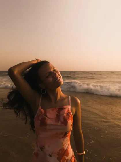 A close up of that perfect beach moment. I focus on capturing genuine expressions and the feeling of being completely present and happy. It's these candid portraits that tell a beautiful story.