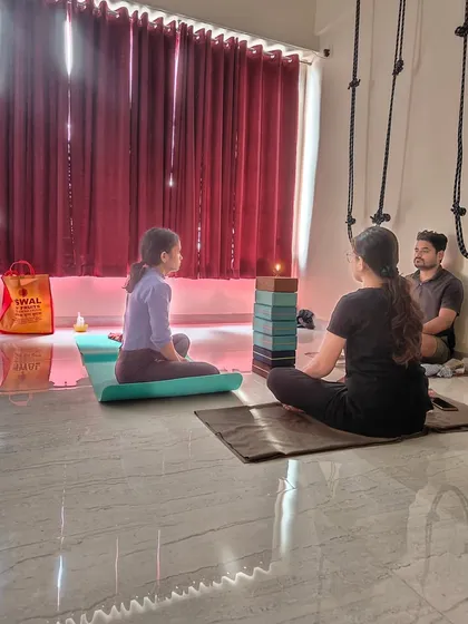 After the active cleansing kriyas, we practice Tratak, a candle-gazing meditation. This practice helps to cleanse the eyes, improve concentration, and bring a sense of calm and stillness to the mind, completing the purification process.