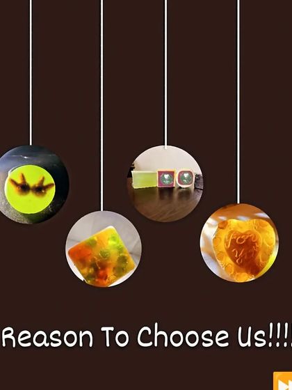 A graphic showcasing some of my most beautiful and unique custom soaps, giving you a reason to choose my handmade products.