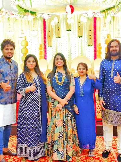 A group photo with my amazing team after a successful musical wedding phere.