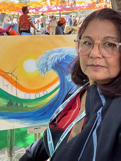 A selfie from the Viksit Bharat Brand Ambassador event at Purana Qila. I was proud to participate in this event and create a painting that reflects a forward-looking India.