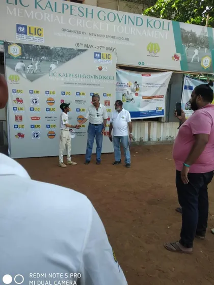 A photo of Aayush receiving his Man of the Match award at the Kalpesh Koli tournament. A huge milestone for a young player.