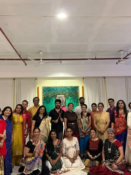A beautiful group photo from our Navratri celebration. The studio was filled with color, music, and the happy faces of our community.
