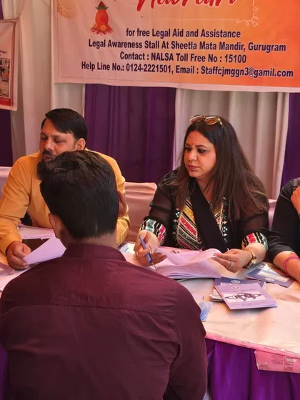 Providing on-the-spot legal counseling at a free legal aid camp organized by the District Legal Services Authority. My goal is to make justice accessible to everyone, regardless of their ability to pay, by bringing legal awareness directly to the community.