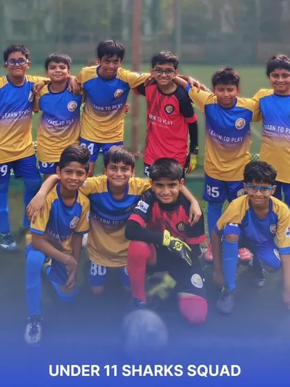 The Under-11 Sharks squad, a collaboration with GameOn FA, for the Blue Cubs league.