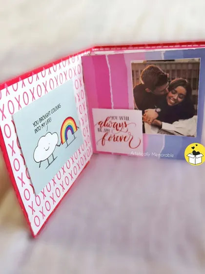 A colorful and cute page from a mini scrapbook, showing how I mix illustrations with your photos.