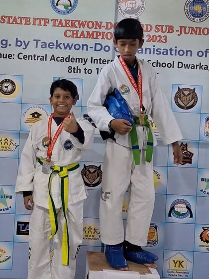 Two young champions after their sparring matches at the Delhi State Championship.