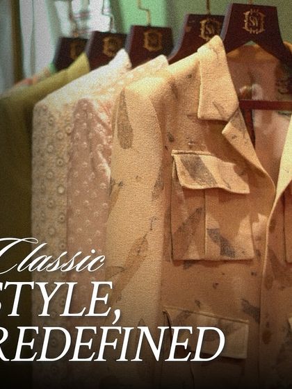 Classic style, redefined. This image showcases a range of our jackets, from a patterned ceremonial piece to a utilitarian shacket, illustrating our diverse design capabilities.