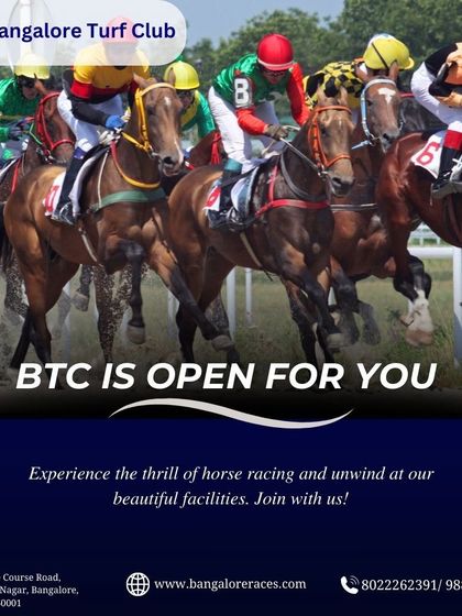 BTC is open for you. Experience the thrill of horse racing and unwind at our beautiful facilities.