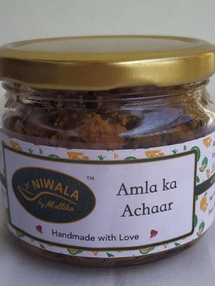 A product shot of my Amla ka Achaar, showcasing its rich texture. This pickle is a wonderful blend of tangy, sweet, and spicy flavours.