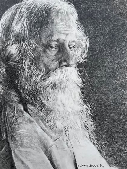 A graphite sketch of Rabindranath Tagore from 2021, honoring the Bard of Bengal on his Jayanti. I tried to capture his profound wisdom and poetic soul through the detailed rendering of his face and beard.