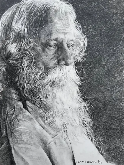 A graphite sketch of Rabindranath Tagore from 2021, honoring the Bard of Bengal on his Jayanti. I tried to capture his profound wisdom and poetic soul through the detailed rendering of his face and beard.