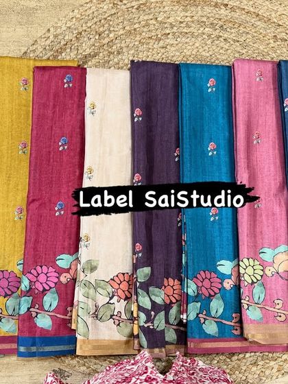 All the beautiful colors of my soft Tussar silk sarees with digital printed Kalamkari. All sarees are available in multiple pieces, but the stock is very limited, so order soon.