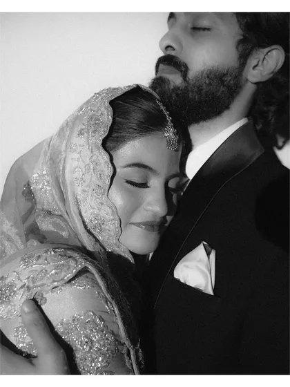 Sometimes, the most powerful emotions are captured without color. This black and white portrait from Alifa and Atique's Nikkah focuses on the deep connection and peaceful embrace, creating a truly timeless and intimate feel.