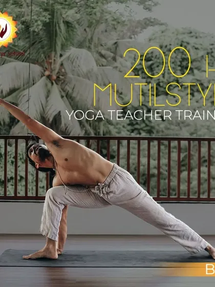 This image of a practitioner in a deep side angle pose captures the dynamic energy of the multistyle training I offer. My 200-hour course in Bali is designed to give you a comprehensive foundation, covering various yoga styles so you can find your own unique voice as a teacher.