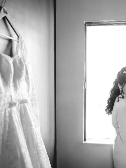 A similar pose from a slightly different angle, showing the consistency in my artistic vision. This black and white bridal portrait is soft and contemplative.