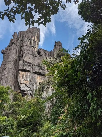 The unique and massive limestone rock formations of Yana, a truly mystical place we visit on our Uttara Kannada trips.