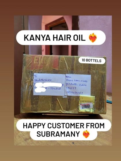This customer from Subramanya ordered 10 bottles. I'm happy to fulfill bulk orders for those who have made my oil a staple in their hair care routine.