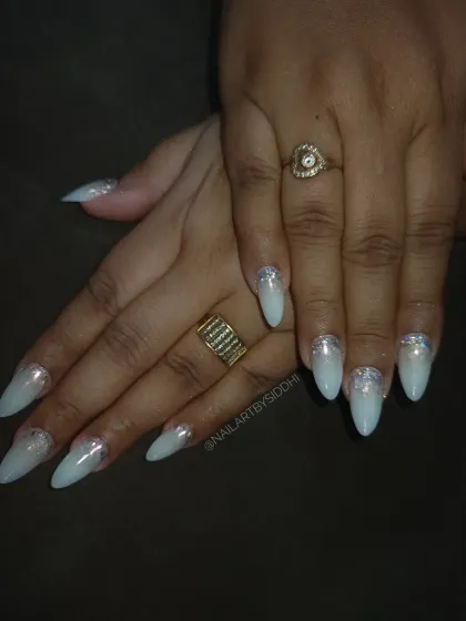 Another view of the elegant almond-shaped extensions.