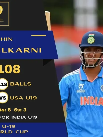 Arshin Kulkarni scores a brilliant century for India U19 against USA U19 in the ICC U-19 World Cup, securing a spot in the Super Sixes.