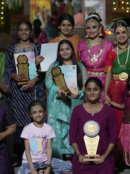 Happy faces and trophies after a successful trip to the Natwara Gopikrishna Awards in Raipur. So proud of every single performer.